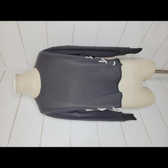 Aerie XS Grey with white rope cropped sweatshirt - Picture 1 of 5